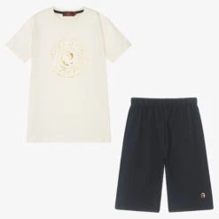 AIGNER Teen Boys Ivory & Blue Pyjamas