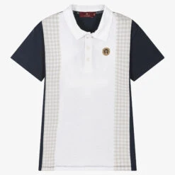 AIGNER Teen Boys Navy Blue Logo Polo Shirt