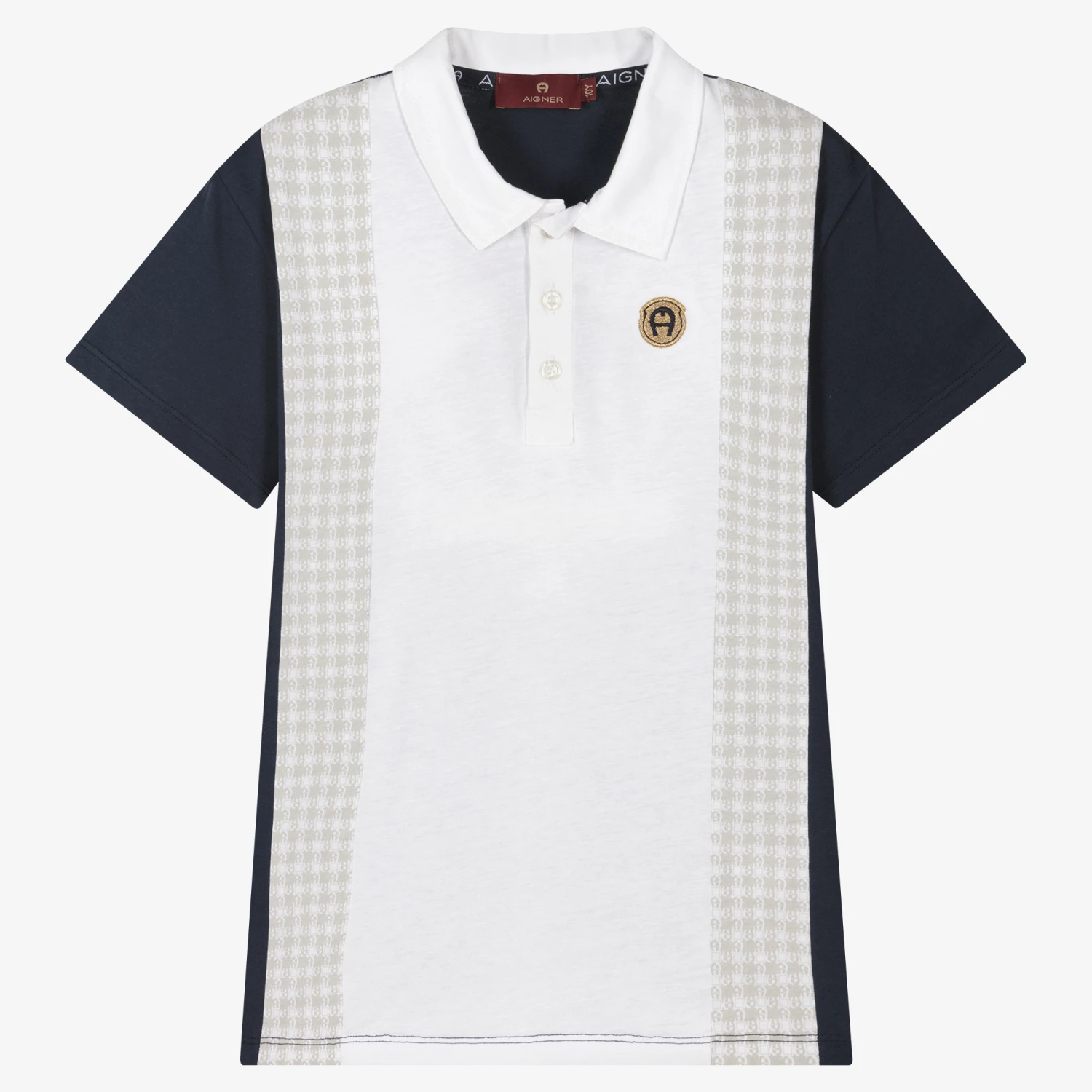 AIGNER Teen Boys Navy Blue Logo Polo Shirt