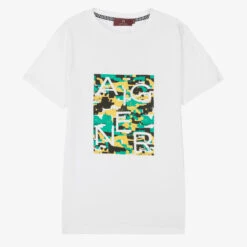 AIGNER Teen Boys White Box Logo T-Shirt