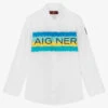 AIGNER Teen White & Blue Spray Stripe Logo Shirt -Boss Sale Store aigner teen white blue spray stripe logo shirt 482885 38d65a6e9c3313077fb18afb70c06cb05b889ddb