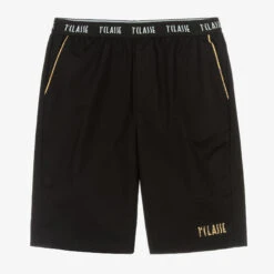 Alviero Martini Teen Boys Black Cotton Logo Shorts