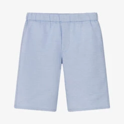 Alviero Martini Teen Boys Blue Cotton Monogram Logo Shorts