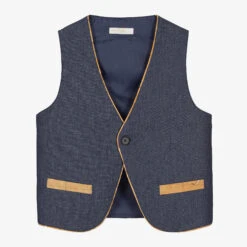 Alviero Martini Teen Boys Blue Geo Map Waistcoat