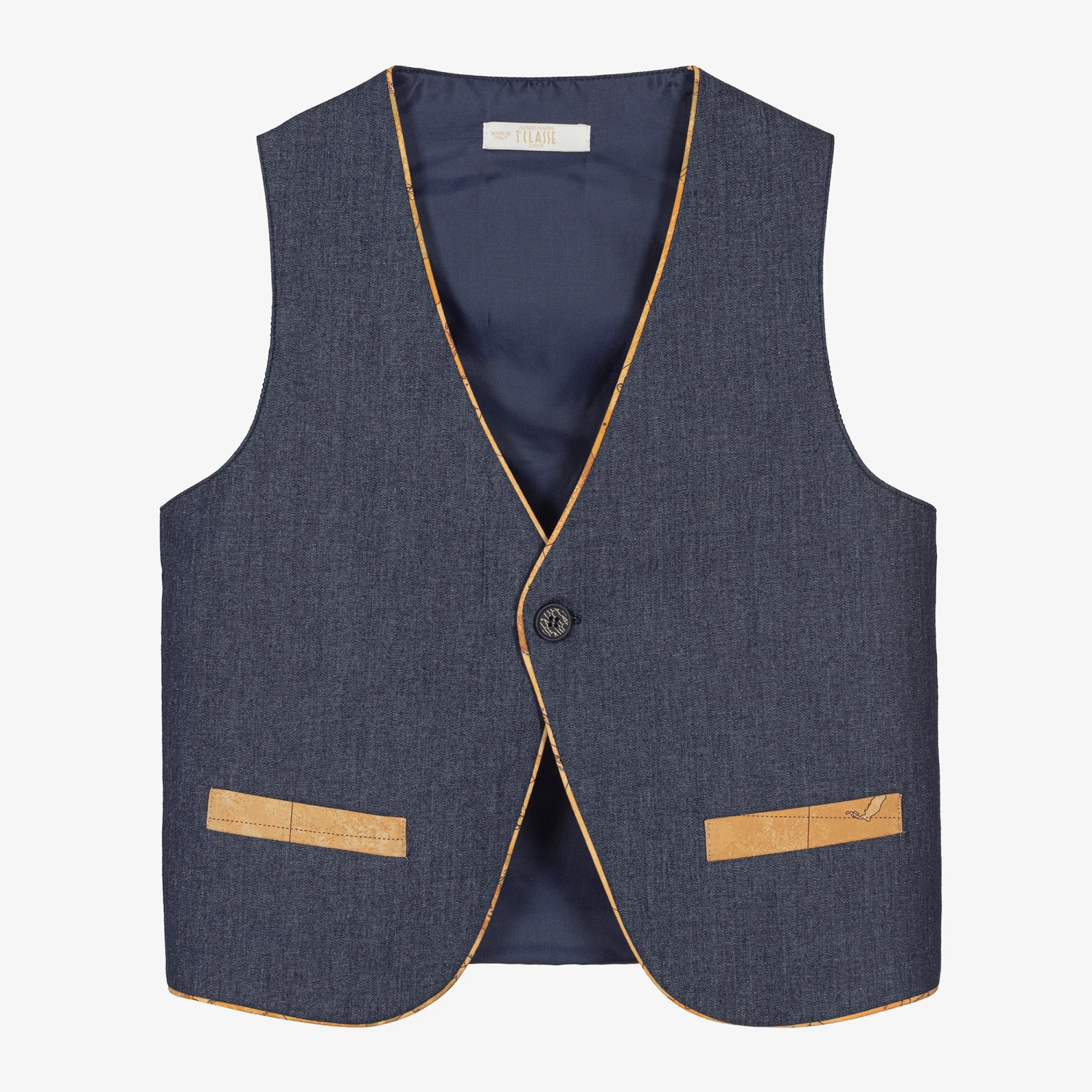 Alviero Martini Teen Boys Blue Geo Map Waistcoat 3 Alviero Martini Teen Boys Blue Geo Map Waistcoat