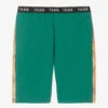 Alviero Martini Teen Boys Green Cotton Geo Map Shorts