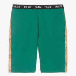 Alviero Martini Teen Boys Green Cotton Geo Map Shorts