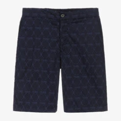 Alviero Martini Teen Boys Navy Blue Monogram Shorts