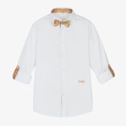 Alviero Martini Teen Boys White Shirt & Geo Bow Tie