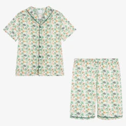 AMIKI Children Teen Boys Green Cotton Short Pyjamas