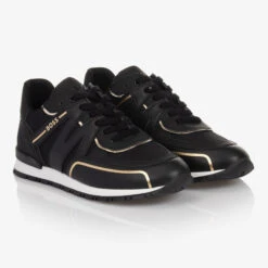 BOSS Teen Black & Gold Trainers