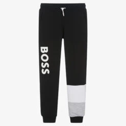 BOSS Teen Boys Black Cotton Jersey Joggers