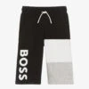 BOSS Teen Boys Black Cotton Logo Shorts