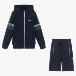BOSS Teen Boys Blue Cotton Logo Tracksuit