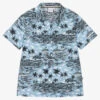 BOSS Teen Boys Blue Cotton Tropical Shirt
