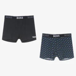 BOSS Teen Boys Blue Logo Boxers (2 Pack)