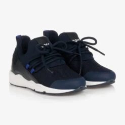 BOSS Teen Boys Navy Blue Logo Trainers