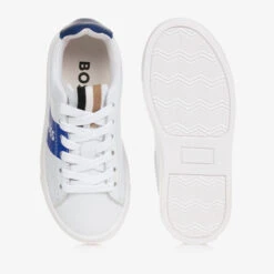 BOSS Teen Boys White & Blue Logo Trainers -Boss Sale Store boss teen boys white blue logo trainers 500907 c958af102b0d85ac2702c364db31101348a773a3