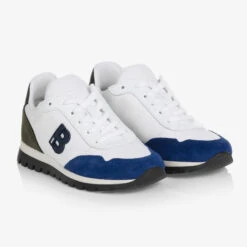 BOSS Teen Boys White Canvas Logo Trainers