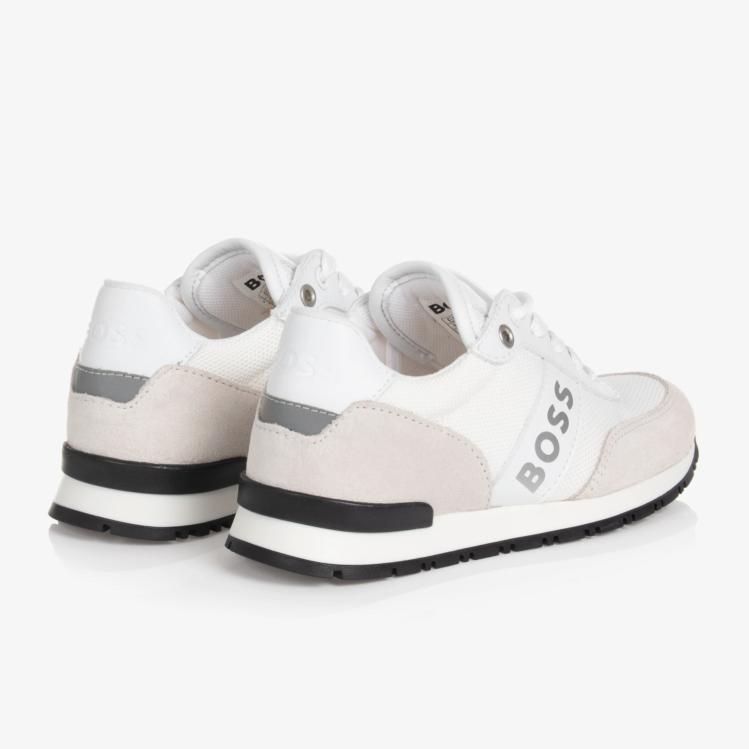 BOSS Teen Boys White Suede Leather Logo Trainers 4 BOSS Teen Boys White Suede Leather Logo Trainers - Image 2