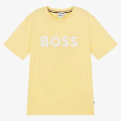 BOSS Teen Boys Yellow Cotton Logo T-Shirt