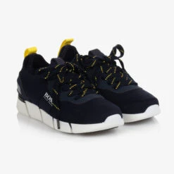 BOSS Teen Navy Blue Logo Sneakers