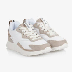 BOSS Teen White & Beige Trainers