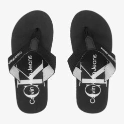 Calvin Klein Jeans Teen Black Logo Flip-Flops