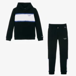Calvin Klein Jeans Teen Boys Black Cotton Logo Tracksuit