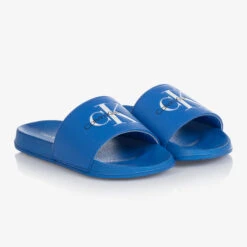 Calvin Klein Jeans Teen Boys Blue Logo Sliders