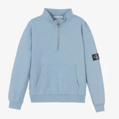 Calvin Klein Jeans Teen Boys Blue Zip-Up Sweatshirt