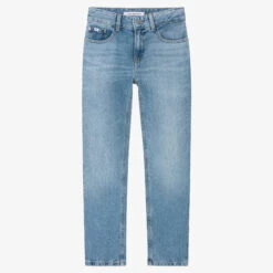 Calvin Klein Jeans Teen Boys Mid-Blue Straight Leg Denim Jeans