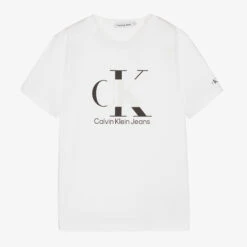 Calvin Klein Jeans Teen Boys White Reveal Monogram Logo T-Shirt