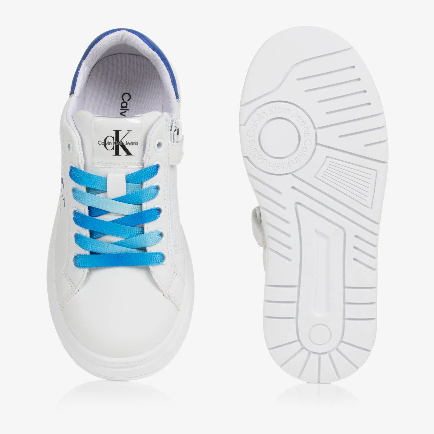 Calvin Klein Jeans Teen White & Blue Logo Trainers 5 Calvin Klein Jeans Teen White & Blue Logo Trainers - Image 3