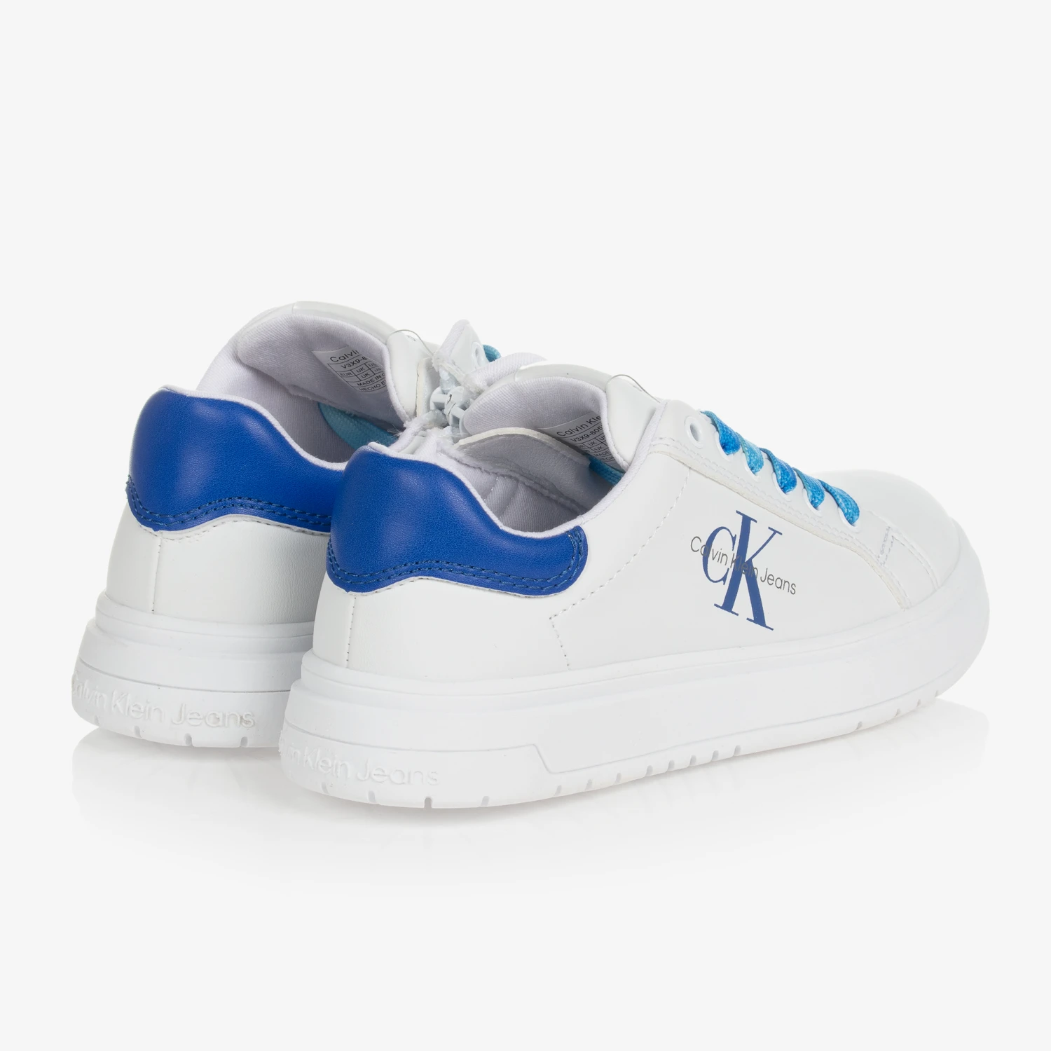 Calvin Klein Jeans Teen White & Blue Logo Trainers 4 Calvin Klein Jeans Teen White & Blue Logo Trainers - Image 2
