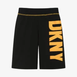 DKNY Teen Boys Black Cotton Logo Shorts