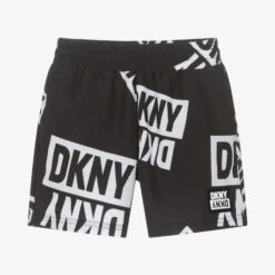 DKNY Teen Boys Black Logo Swim Shorts