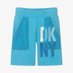 DKNY Teen Boys Blue Cotton Logo Shorts