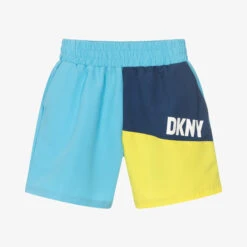 DKNY Teen Boys Blue & Yellow Swim Shorts