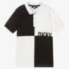 DKNY Teen Boys White & Black Cotton Pique Polo Shirt