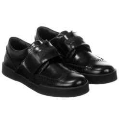 Dolce & Gabbana Teen Black Logo Velcro Brogues