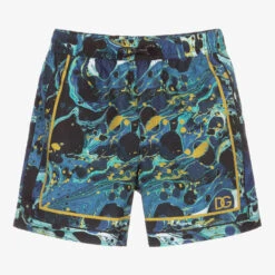 Dolce & Gabbana Teen Blue Marble Swim Shorts