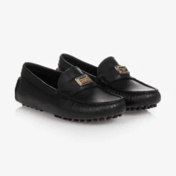Dolce & Gabbana Teen Boys Black Leather Moccasins