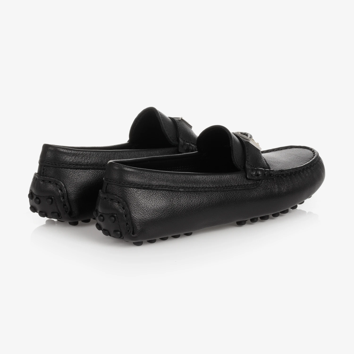 Dolce & Gabbana Teen Boys Black Leather Moccasins 4 Dolce & Gabbana Teen Boys Black Leather Moccasins - Image 2