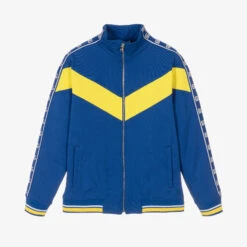 Dolce & Gabbana Teen Boys Blue Cotton Logo Zip-Up Top