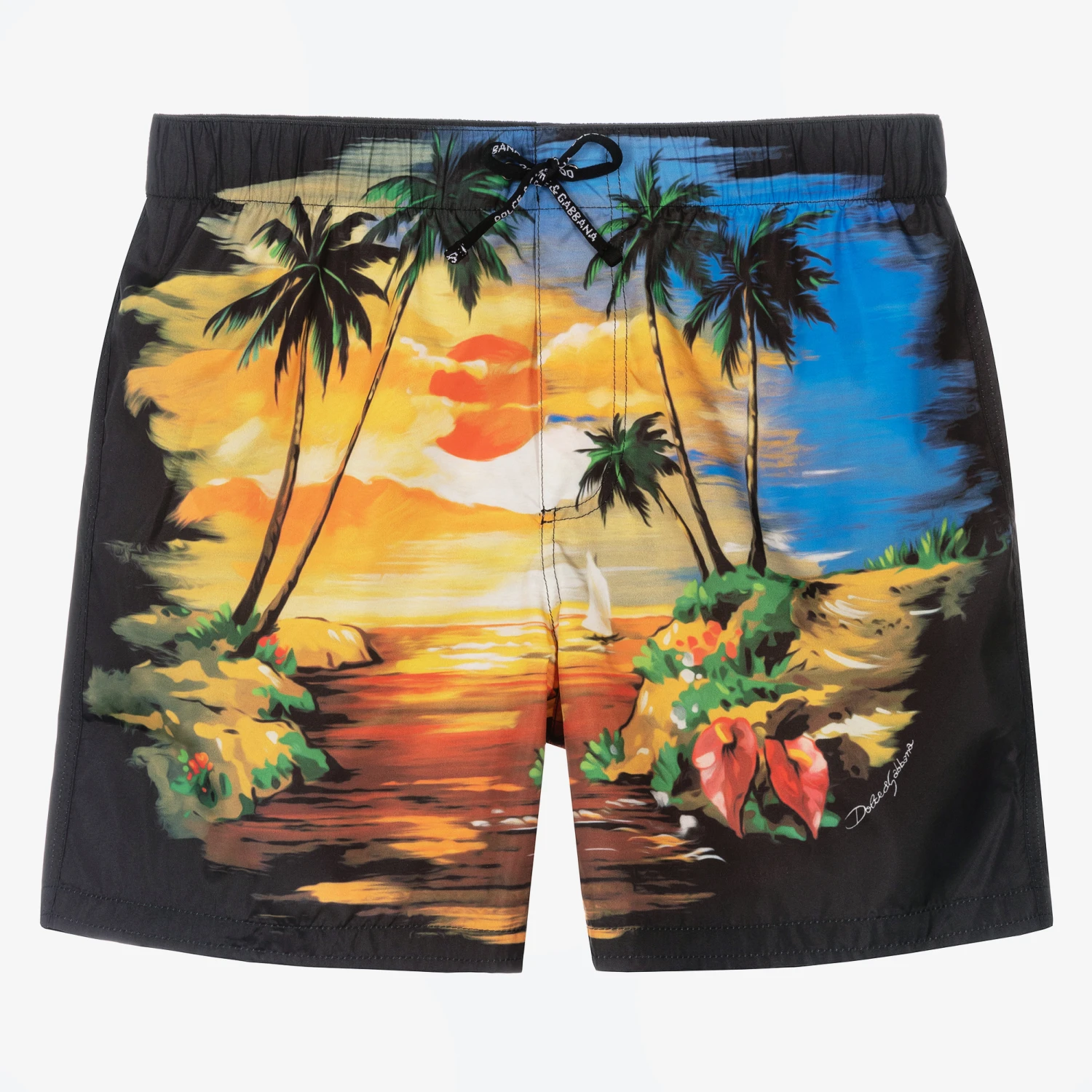 Dolce & Gabbana Teen Boys Blue Hawaii Print Swim Shorts 3 Dolce & Gabbana Teen Boys Blue Hawaii Print Swim Shorts