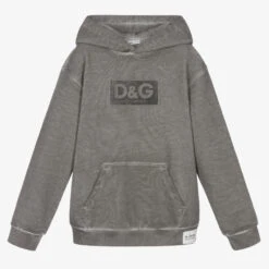 Dolce & Gabbana Teen Boys Washed Grey Re-Edition Hoodie