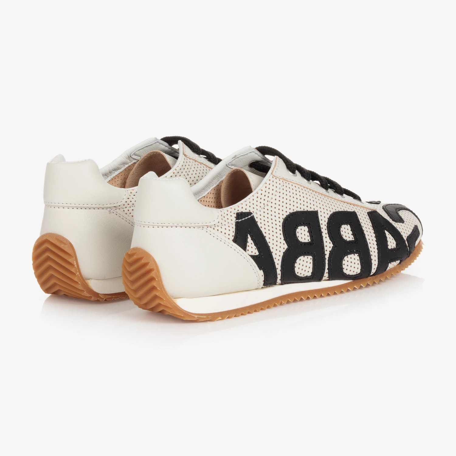 Dolce & Gabbana Teen Boys White & Black Leather Logo Trainers 4 Dolce & Gabbana Teen Boys White & Black Leather Logo Trainers - Image 2