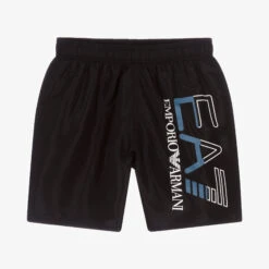 EA7 Emporio Armani Teen Boys Black Logo Swim Shorts
