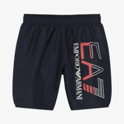 EA7 Emporio Armani Teen Boys Blue Logo Swim Shorts